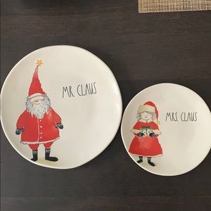 Rae Dunn Christmas Mr. & Mrs. Claus Serving Plates